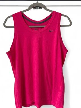 Nike Women’s Hot Pink Athletic Tank Top with Black Swoosh